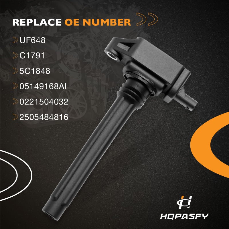 HQPASFY حزم ملف الإشعال HQPASFY UF648، متوافقة مع دودج تشارجر/دورانجو/أفينجر، رام 1500، كرايسلر تاون آند كانتري، جيب رانجلر والمزيد، بديل# UF648، 0221504032، C1791 (6 قطع) - Image 3